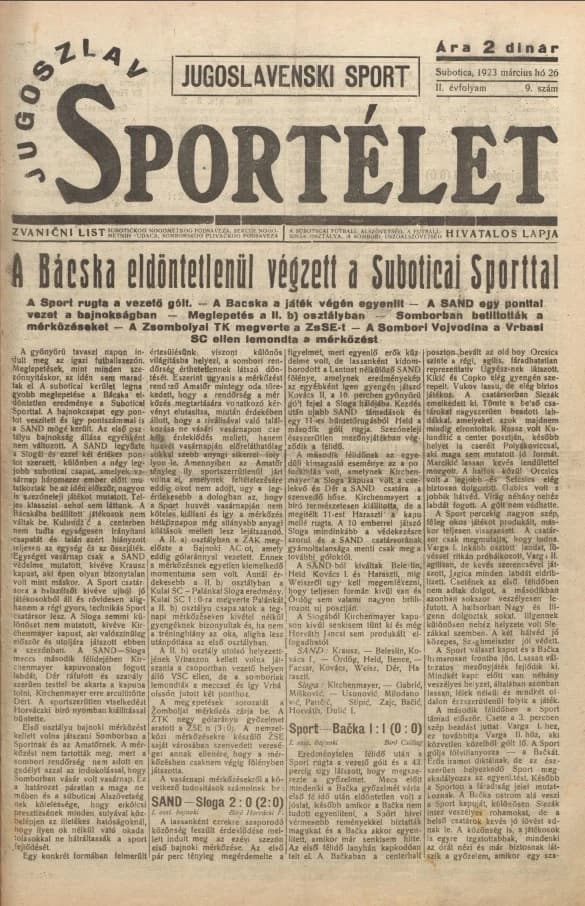Jugoszláv sportélet, 2. évf. 1923. március 26. 9. sz.