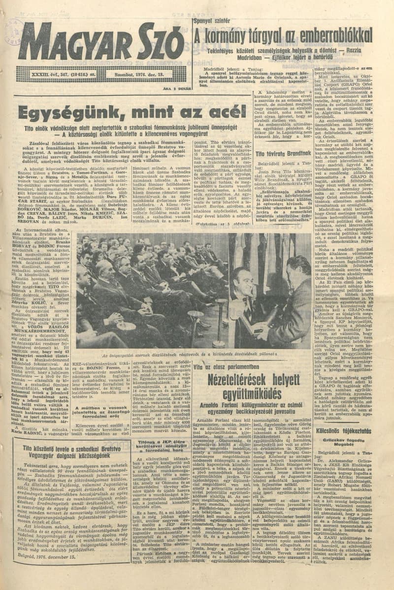 Magyar Szó, 33. évf. 1976. december 18. 347. sz. 1–20. oldal