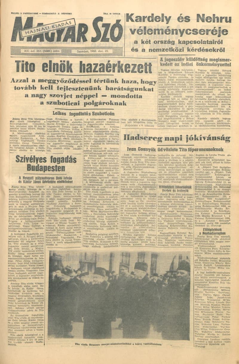 Magyar Szó, 19. évf. 1962. december 22. 351. sz. 1–12. oldal