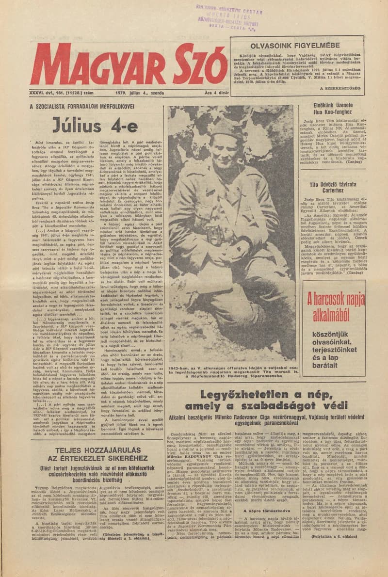 Magyar Szó, 36. évf. 1979. július 4. 181. sz. 1–20. oldal