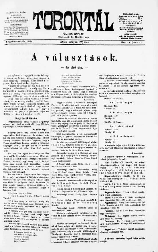 Torontál, 39. évf. 1910. június 1. 122. sz.