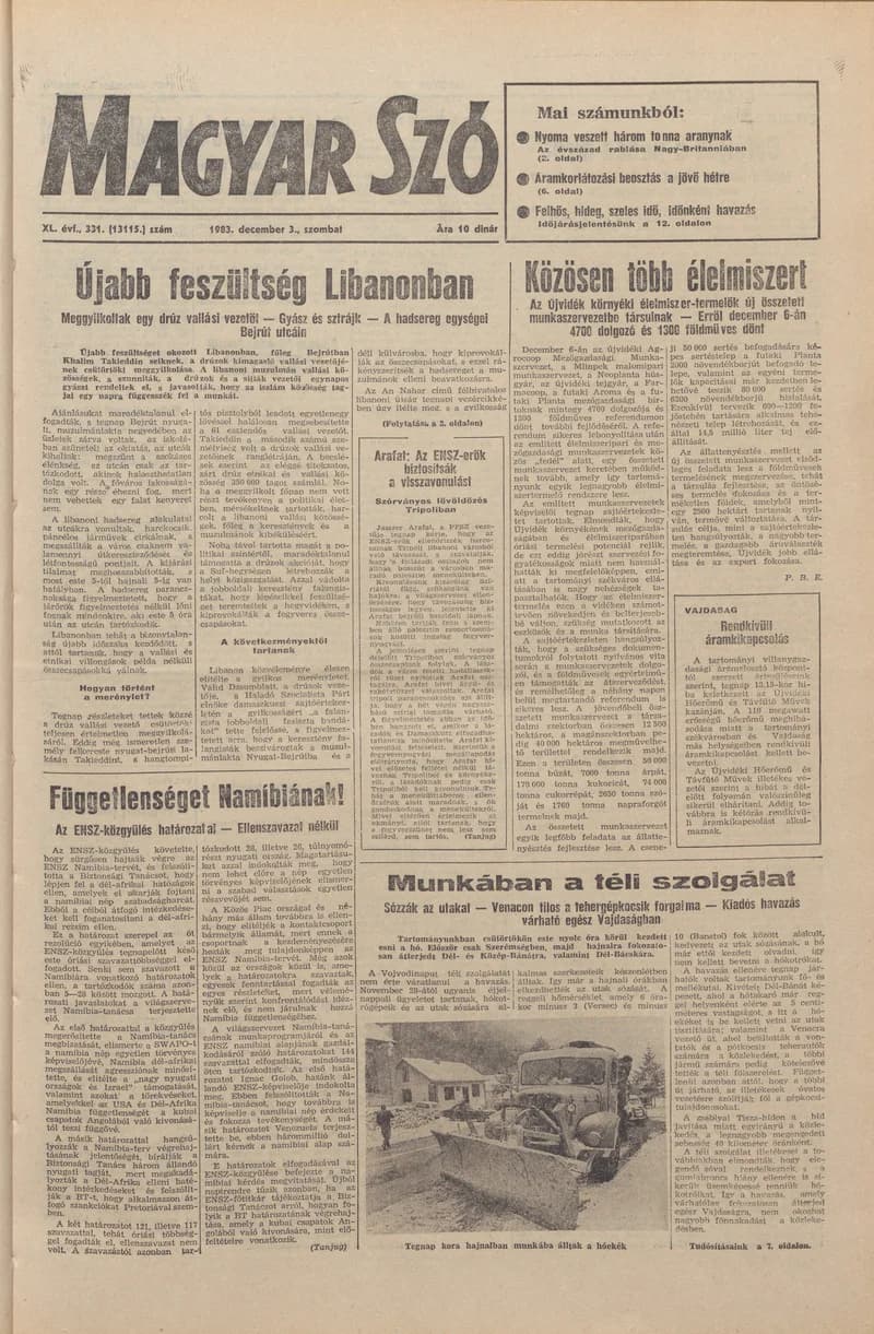 Magyar Szó, 40. évf. 1983. december 3. 331. sz.