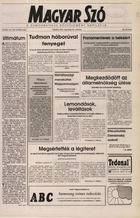 Magyar Szó, 48. évf. 1991. augusztus 24. 232. sz. 1–20. oldal