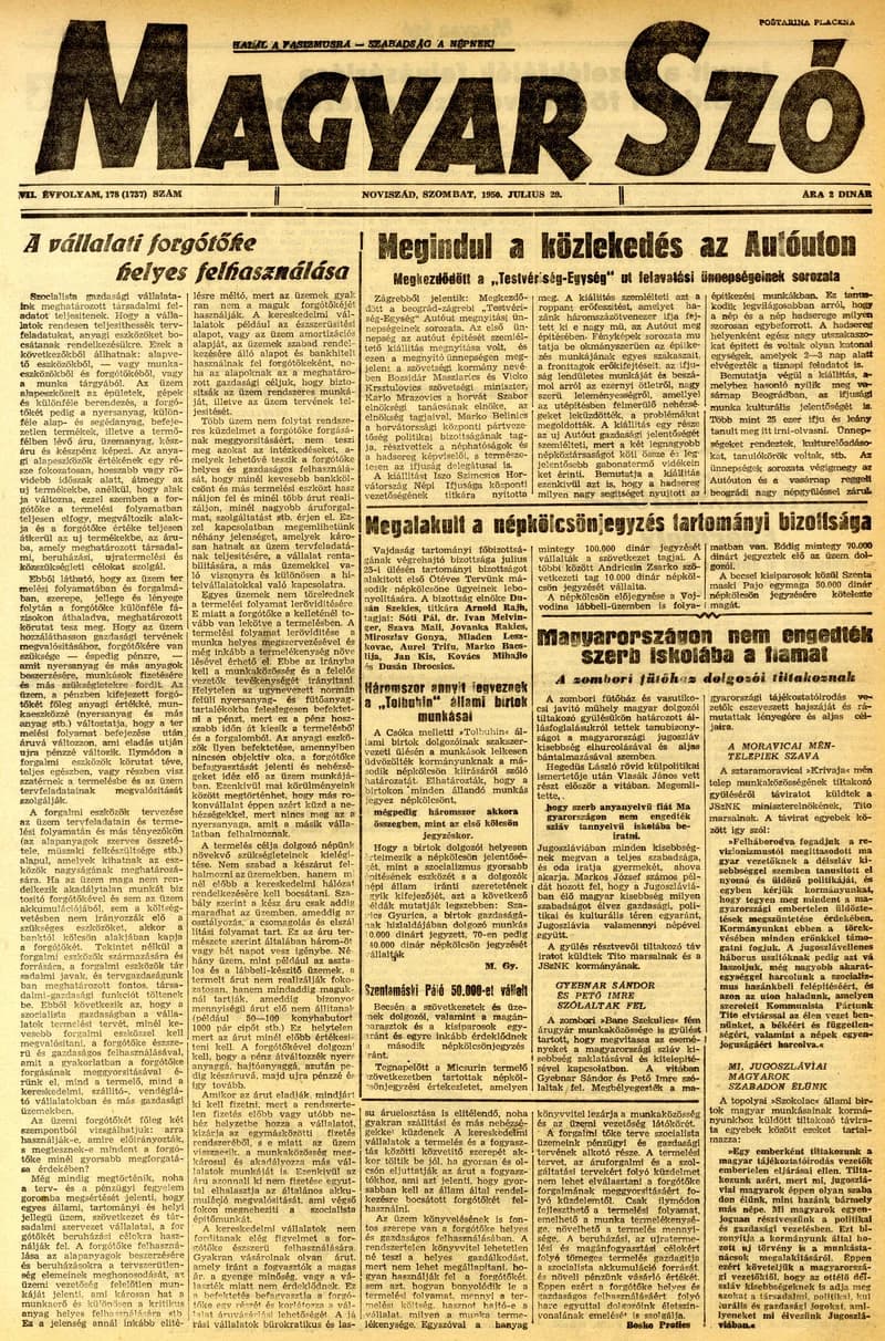 Magyar Szó, 7. évf. 1950. július 29. 178. sz. 1–4. oldal