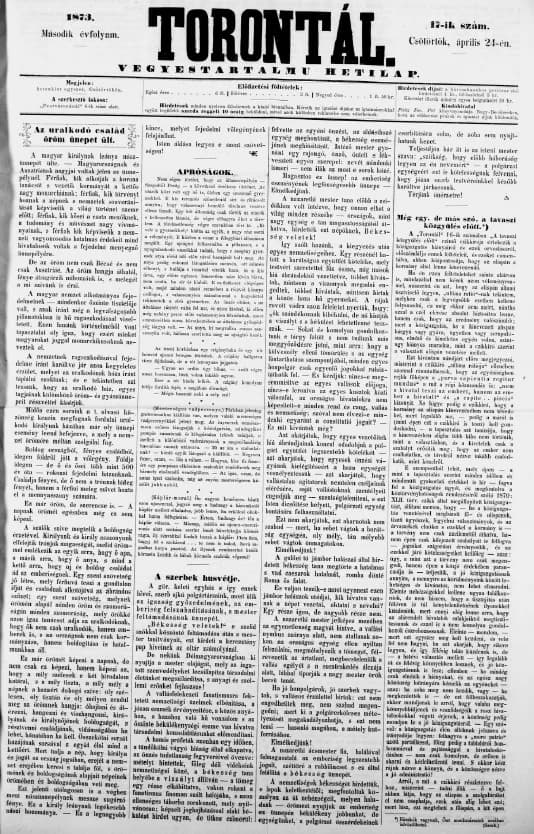Torontál, 2. évf. 1873. április 24. 17. sz.
