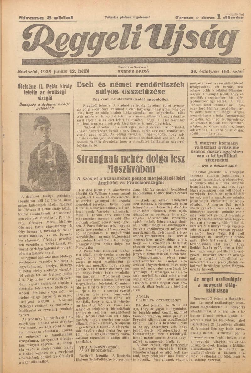 Reggeli Újság, 20. évf. 1939. június 12. 160. sz.