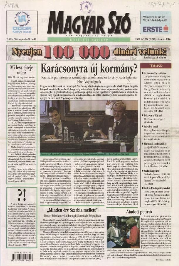 Magyar Szó, 63. évf. 2006. szeptember 26. 224. sz. 1–20. oldal