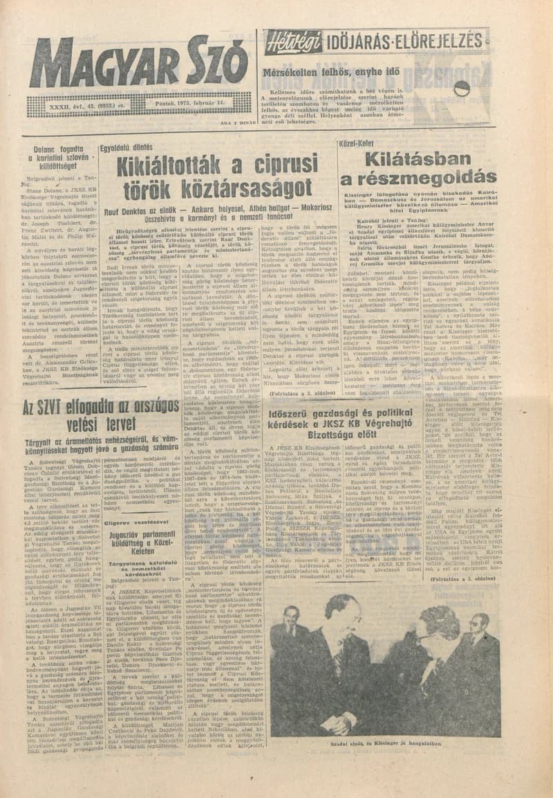 Magyar Szó, 32. évf. 1975. február 14. 43. sz.