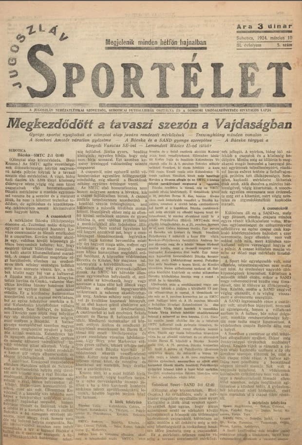 Jugoszláv sportélet, 3. évf. 1924. március 10. 5. sz.