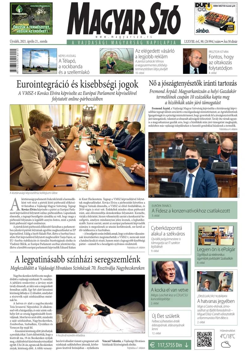 Magyar Szó, 78. évf. 2021. április 21. 90. sz. 1–16. oldal