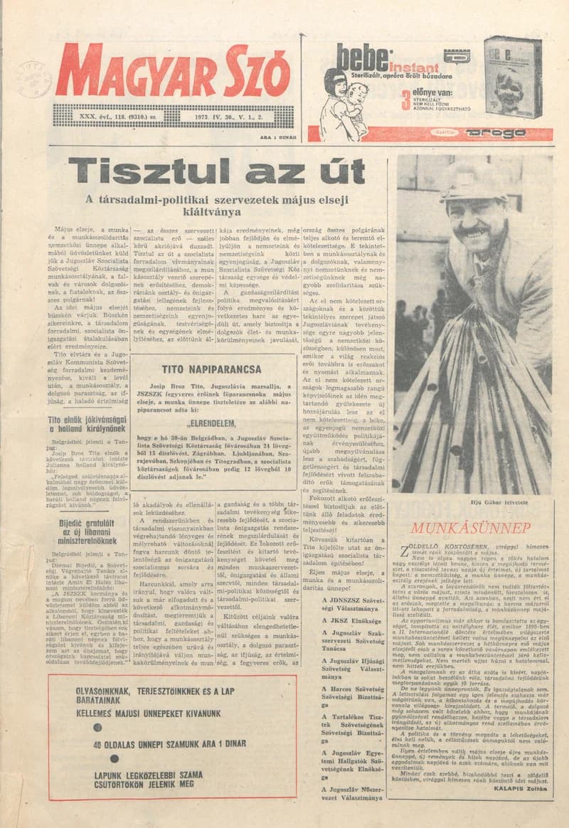 Magyar Szó, 30. évf. 1973. április 30. – május 2. 118. sz.