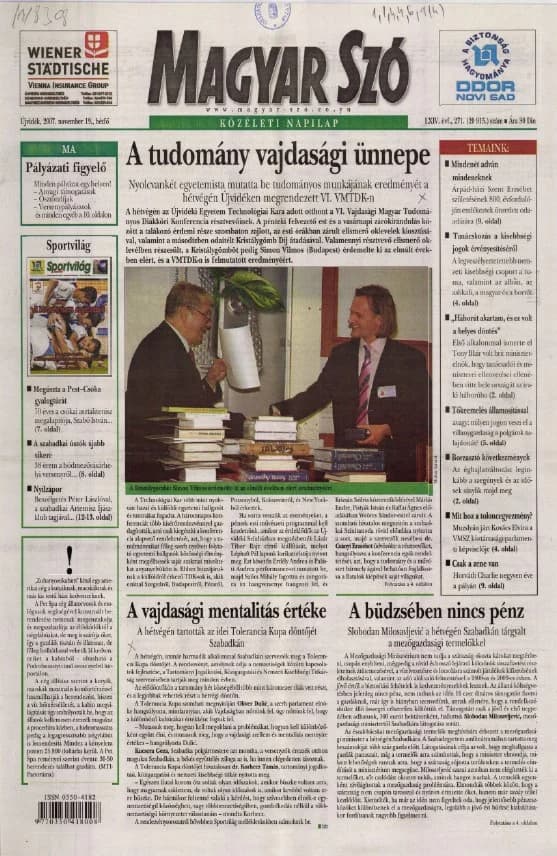 Magyar Szó, 64. évf. 2007. november 19. 271. sz. 1–12. oldal