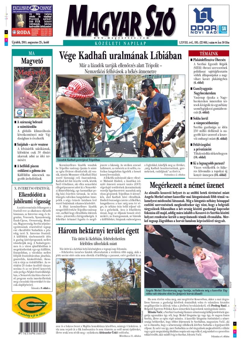 Magyar Szó, 68. évf. 2011. augusztus 23. 195. sz. 1–20. oldal