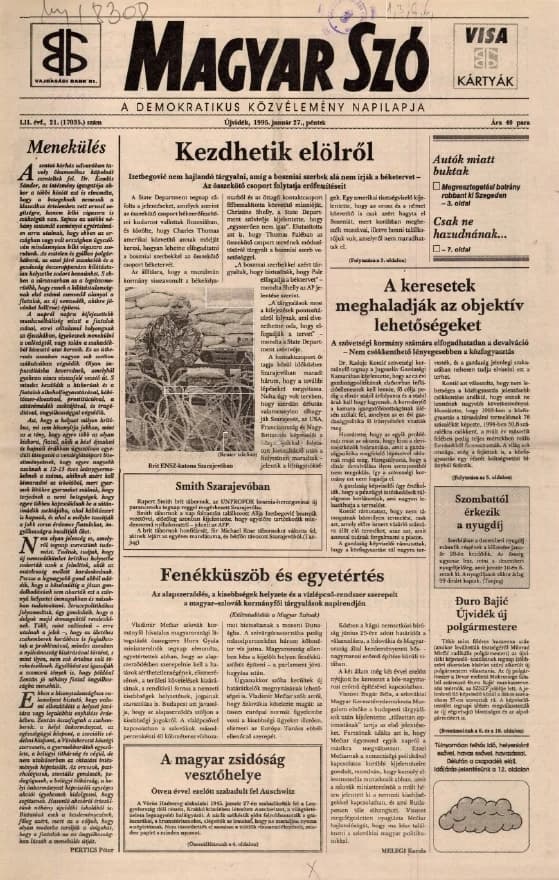 Magyar Szó, 52. évf. 1995. január 27. 21. sz. 1–16. oldal