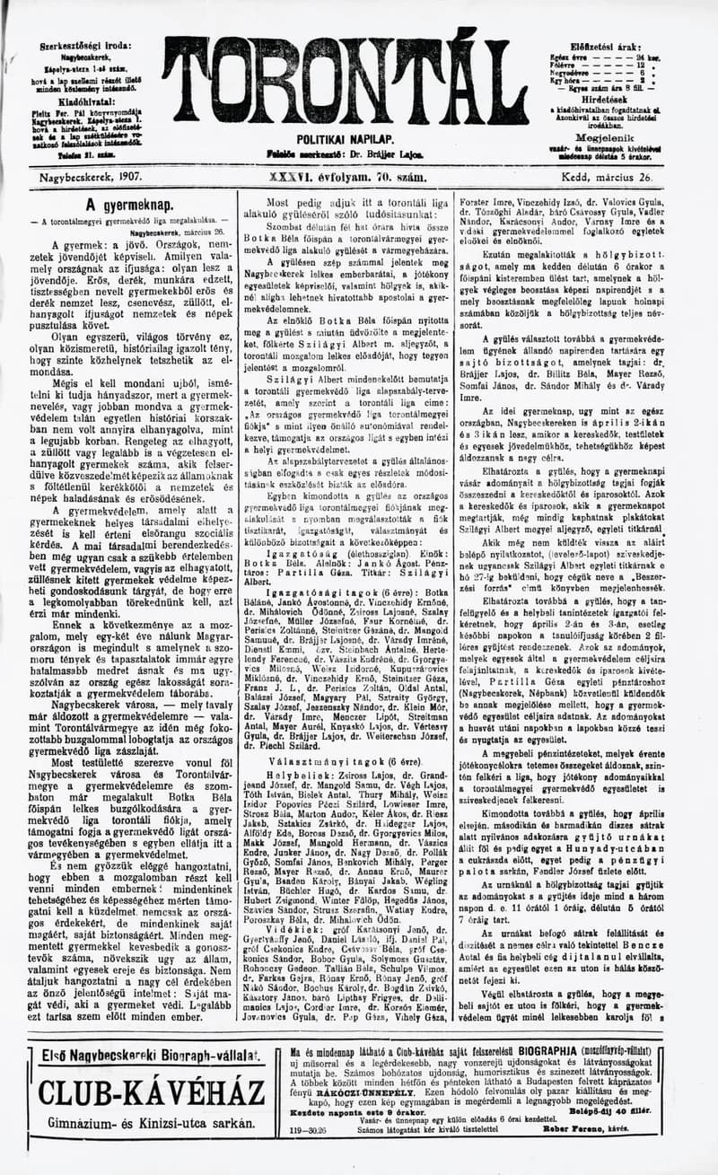 Torontál, 36. évf. 1907. március 26. 70. sz.