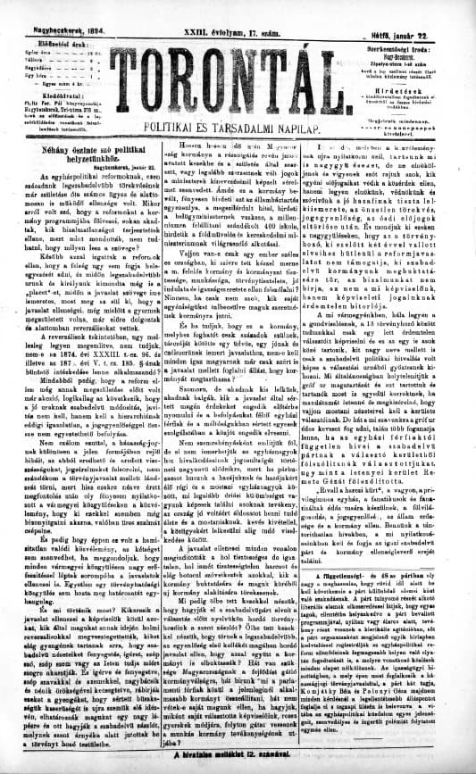 Torontál, 23. évf. 1894. január 22. 17. sz.