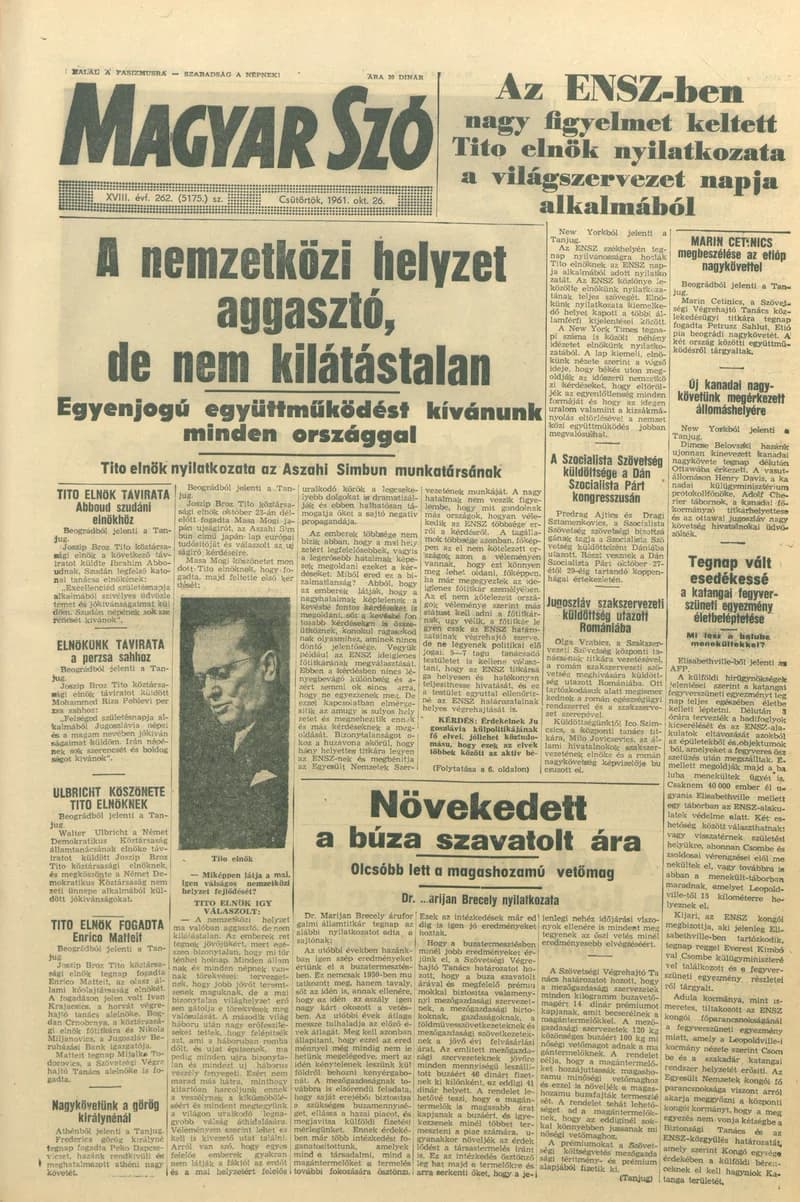 Magyar Szó, 18. évf. 1961. október 26. 262. sz. 1–14. oldal
