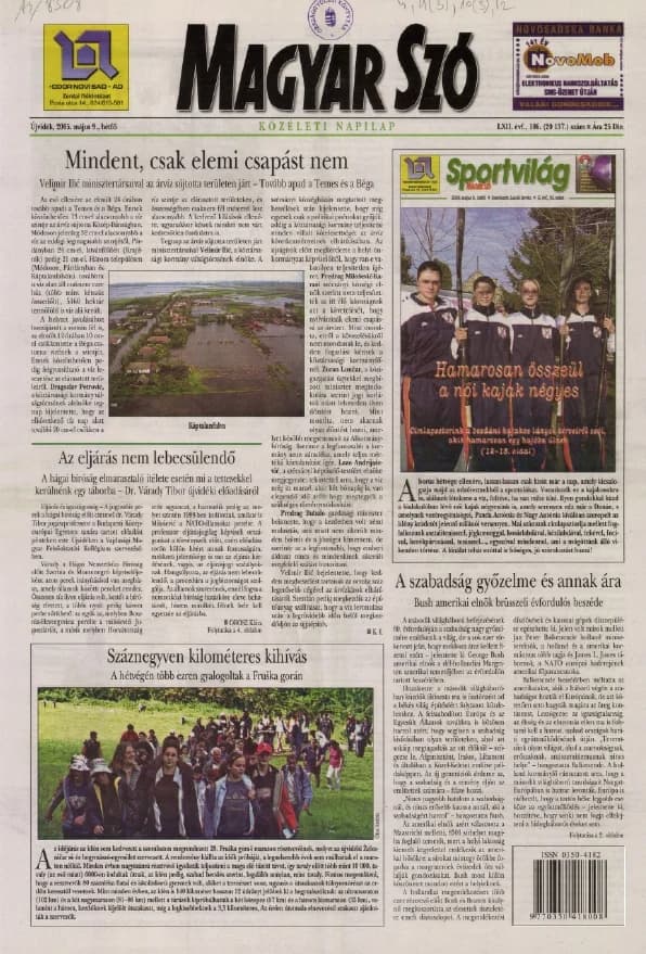 Magyar Szó, 62. évf. 2005. május 9. 106. sz. 1–12. oldal
