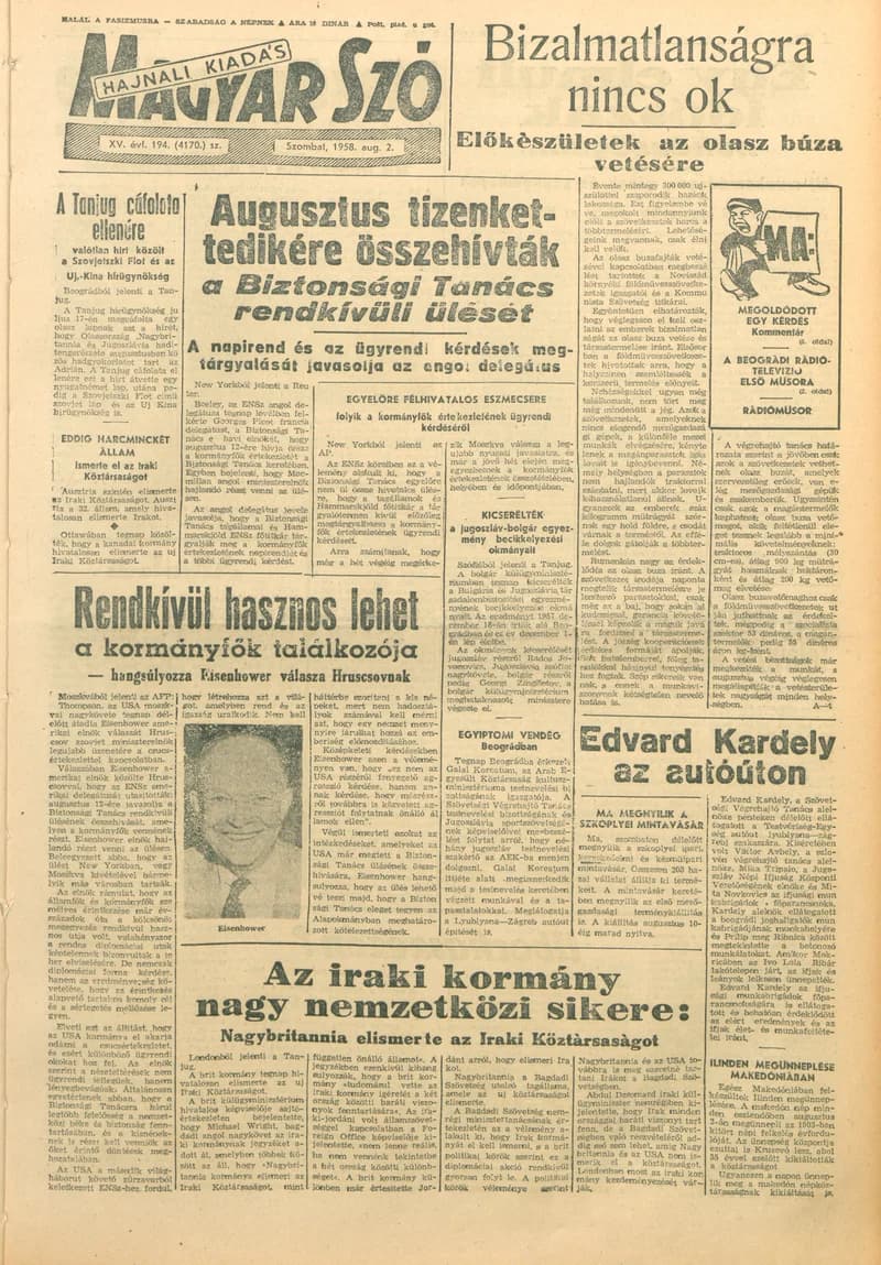 Magyar Szó, 15. évf. 1958. augusztus 2. 194. sz. 1–12. oldal