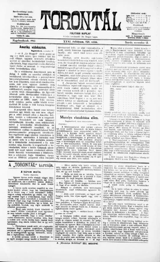 Torontál, 31. évf. 1902. november 12. 259. sz.