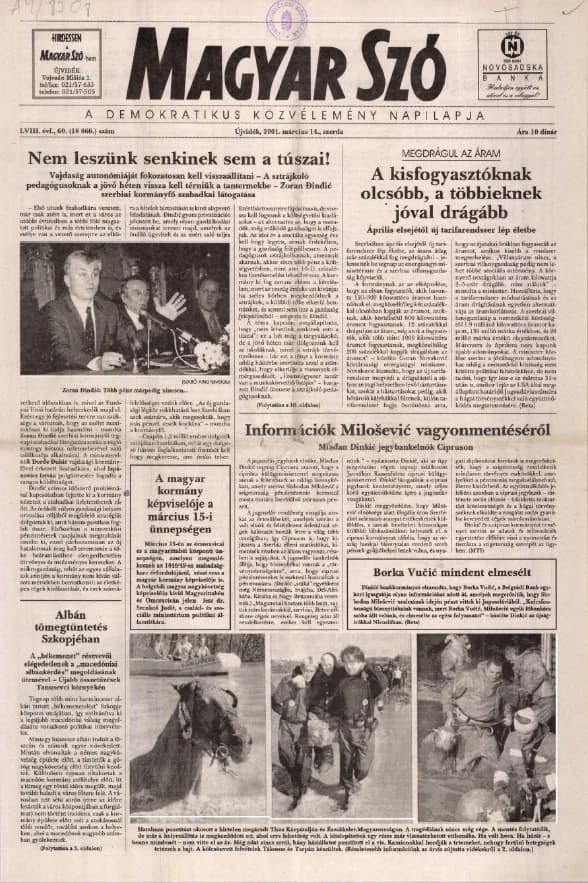 Magyar Szó, 58. évf. 2001. március 14. 60. sz. 1–16. oldal
