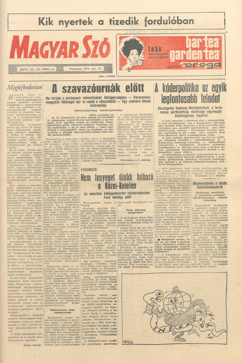 Magyar Szó, 31. évf. 1974. november 17. 317. sz. 1–28. oldal
