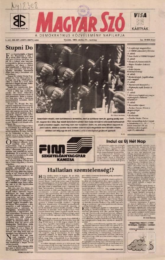 Magyar Szó, 50. évf. 1993. október 31. 295–297. sz. 1–24. oldal