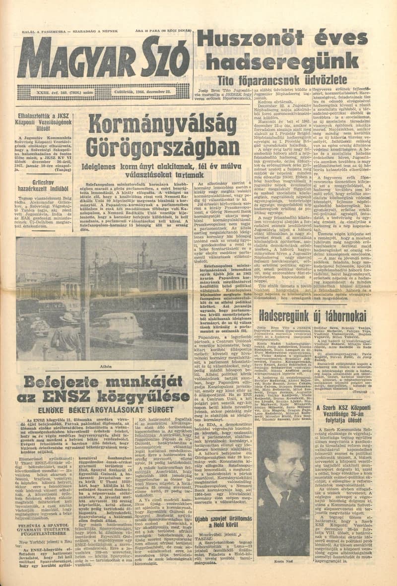Magyar Szó, 23. évf. 1966. december 22. 349. sz.