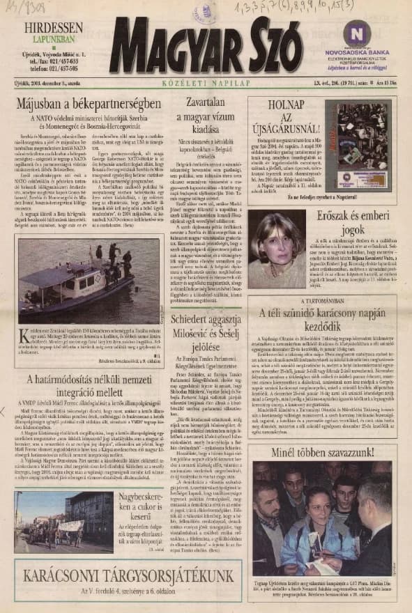 Magyar Szó, 60. évf. 2003. december 3. 286. sz. 1–20. oldal