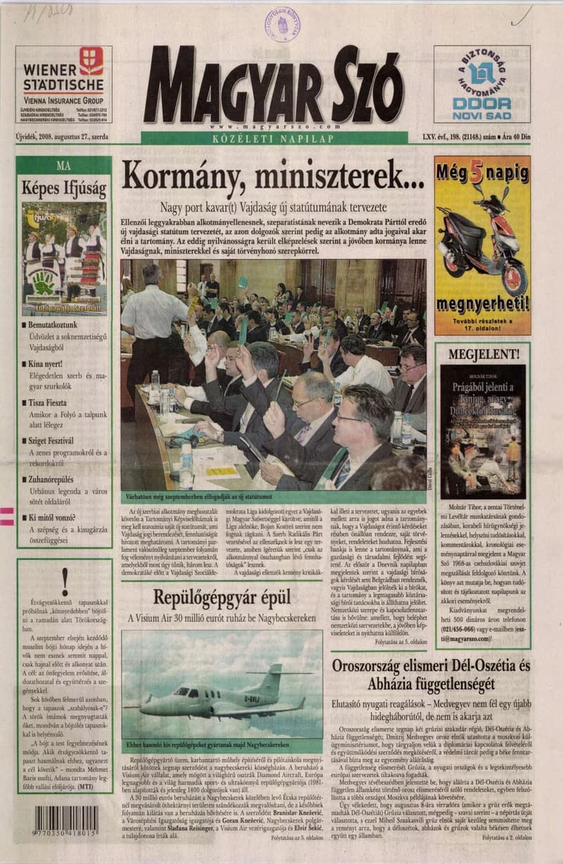 Magyar Szó, 65. évf. 2008. augusztus 27. 198. sz. 1–20. oldal
