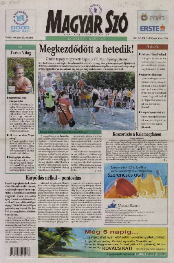 Magyar Szó, 63. évf. 2006. július 20. 166. sz. 1–20. oldal