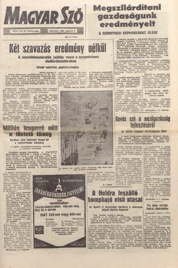 Magyar Szó, 26. évf. 1969. március 6. 63. sz. 1–20. oldal
