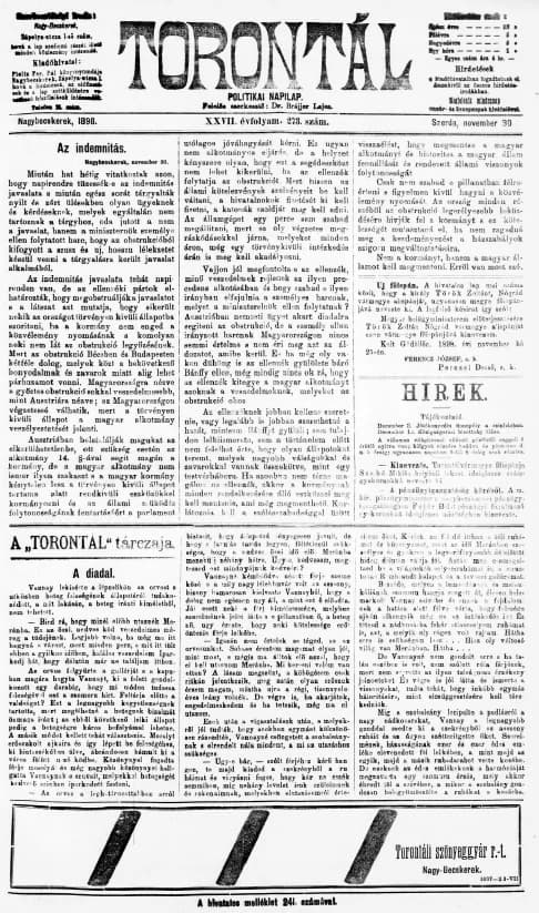 Torontál, 27. évf. 1898. november 30. 273. sz.