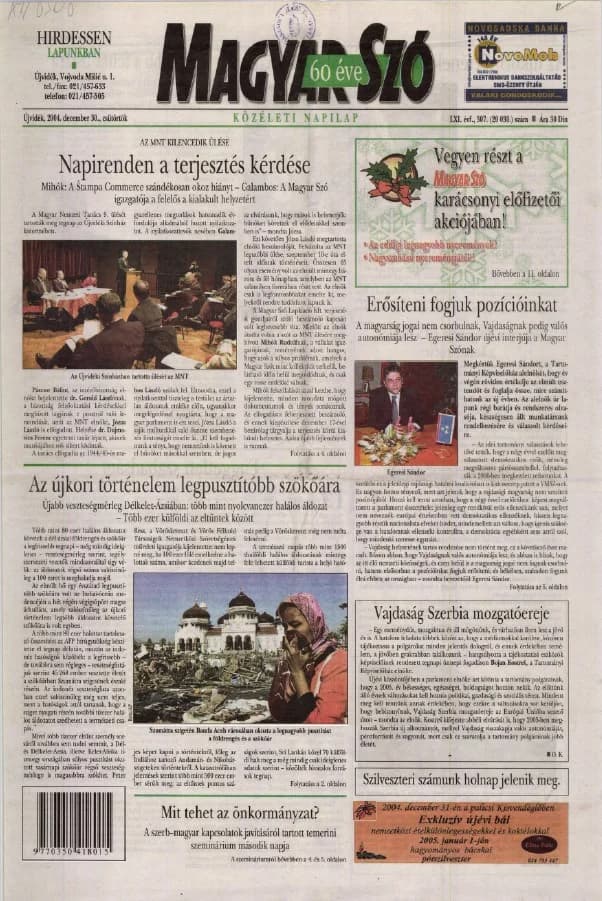 Magyar Szó, 61. évf. 2004. december 30. 307. sz. 1–20. oldal