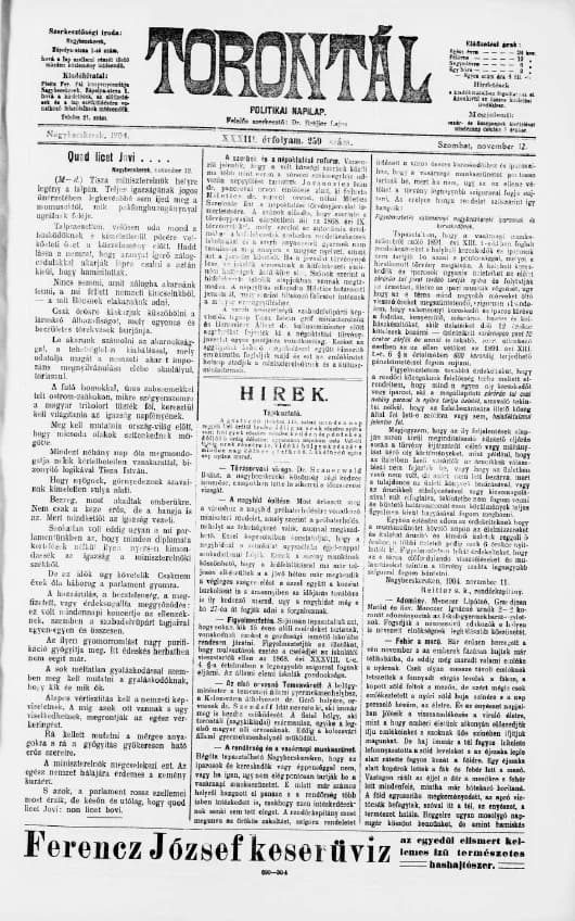 Torontál, 33. évf. 1904. november 12. 259. sz.