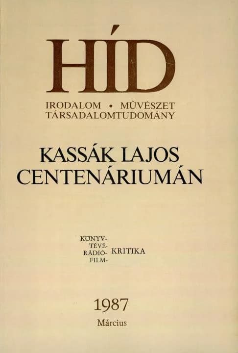 Híd, 51. évf. 1987. március. 3. sz. 285–436. oldal