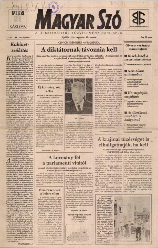 Magyar Szó, 51. évf. 1994. szeptember 17. 199. sz. 1–16. oldal