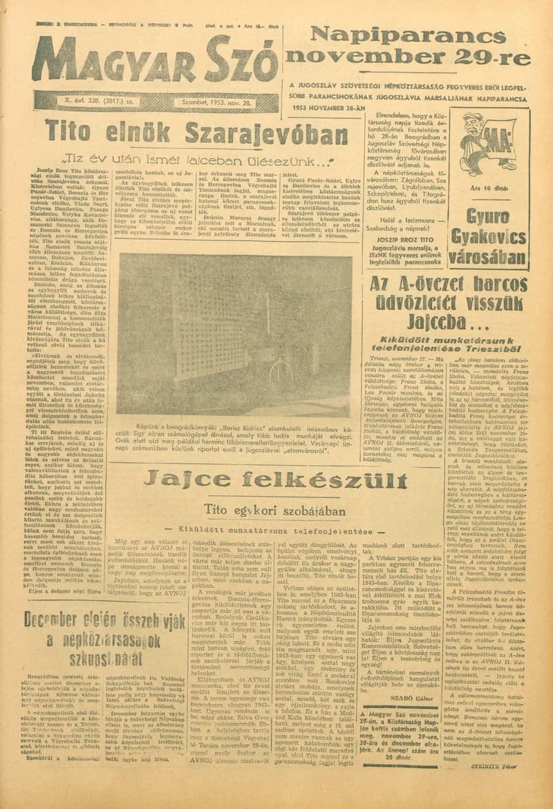 Magyar Szó, 10. évf. 1953. november 28. 328. sz. 1–10. oldal
