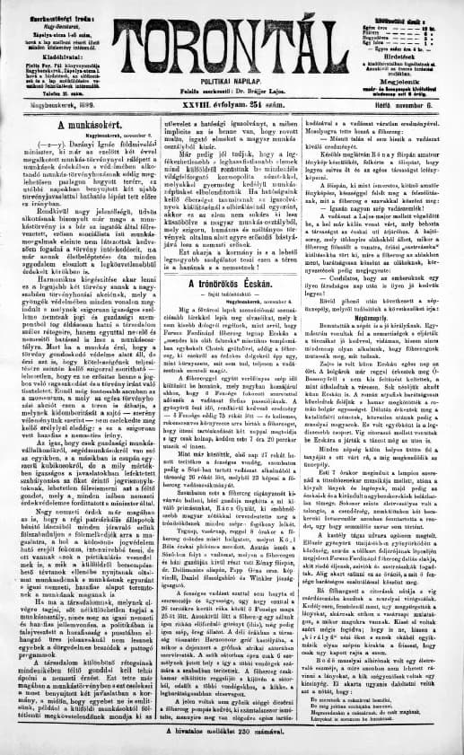 Torontál, 28. évf. 1899. november 6. 254. sz.