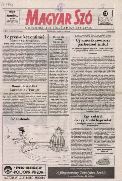 Magyar Szó, 58. évf. 2001. május 20. 115. sz. 1–28. oldal