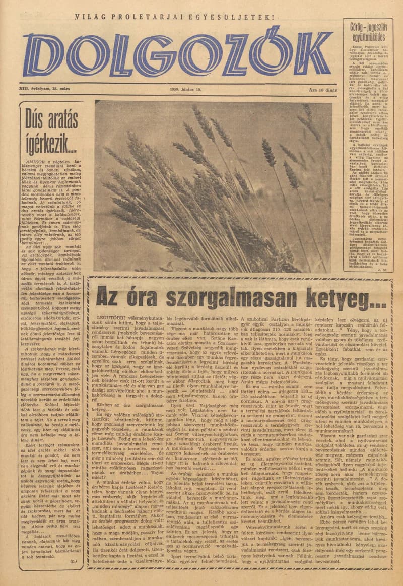 Dolgozók, 13. évf. 1959. június 19. 25. sz.