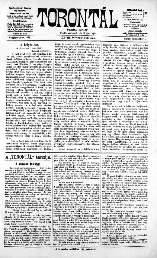 Torontál, 28. évf. 1899. szeptember 1. 200. sz.