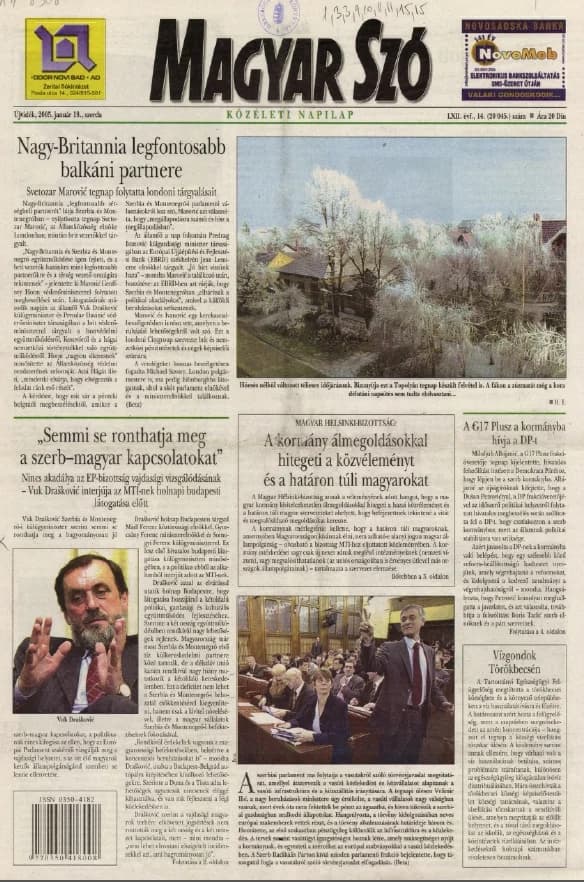Magyar Szó, 62. évf. 2005. január 19. 14. sz. 1–20. oldal