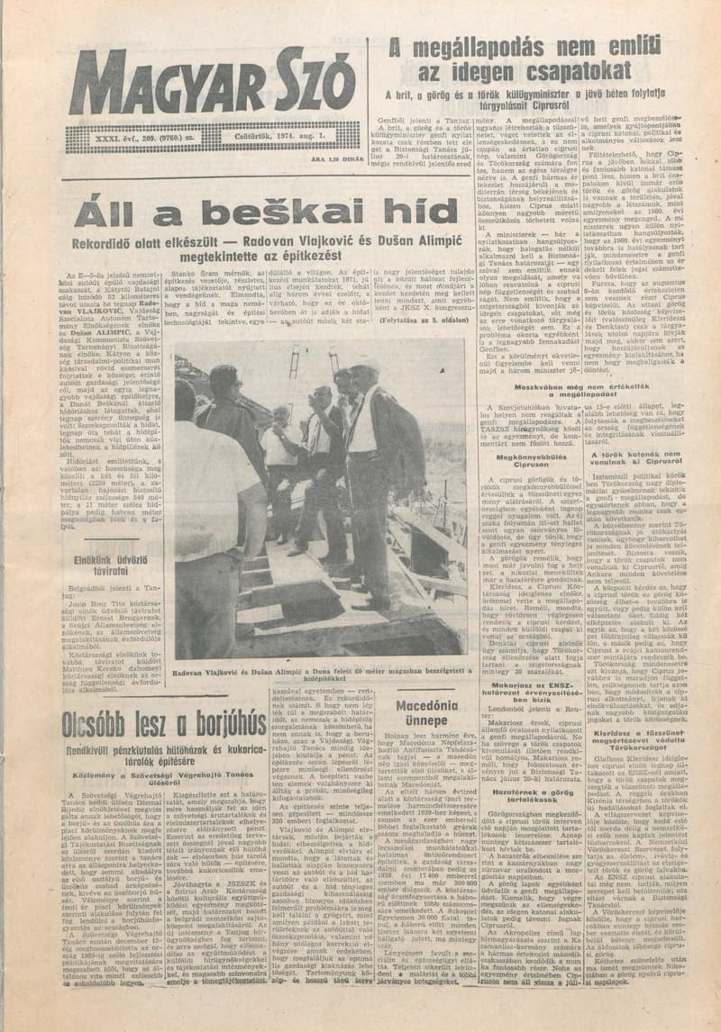 Magyar Szó, 31. évf. 1974. augusztus 1. 209. sz. 1–16. oldal