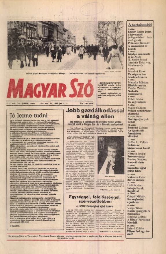 Magyar Szó, 44. évf. 1987. december 31. – 1988. január 2. 359. sz. 1–32. oldal