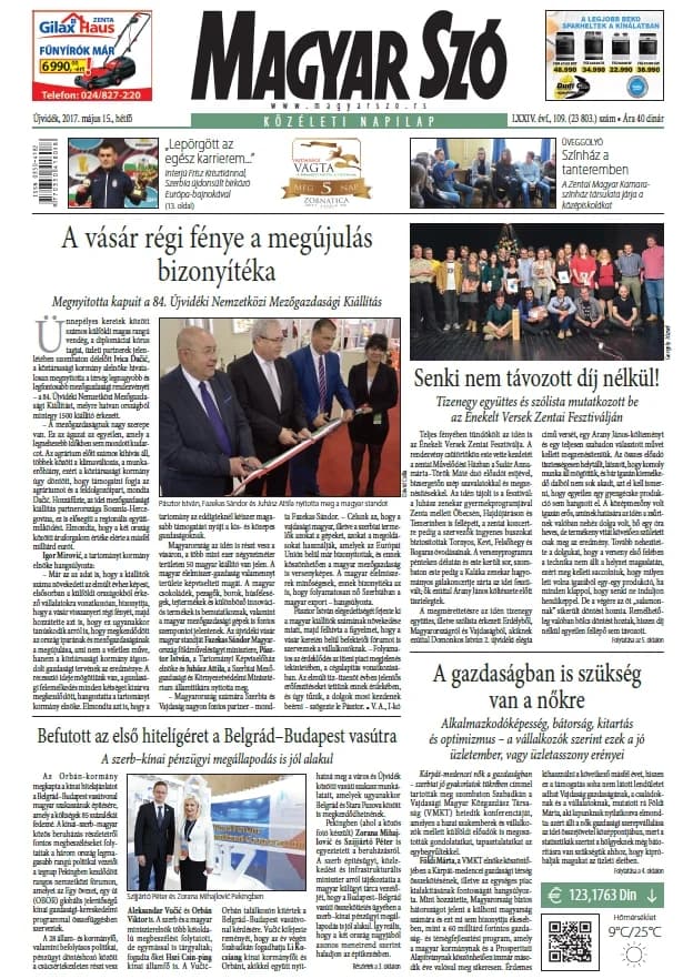 Magyar Szó, 74. évf. 2017. május 15. 109. sz. 1–20. oldal