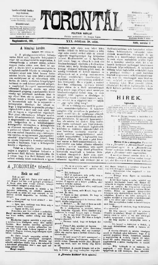 Torontál, 30. évf. 1901. március 11. 58. sz.
