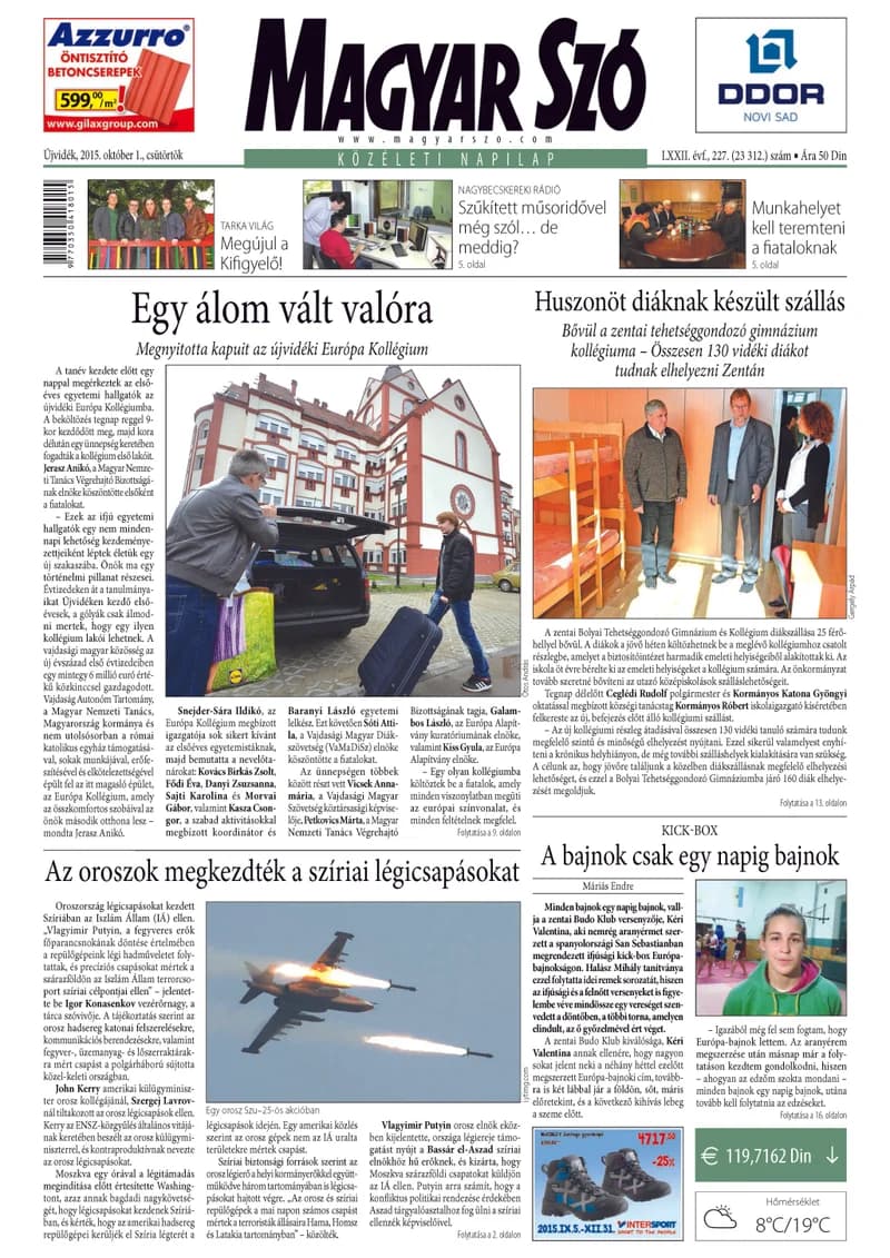 Magyar Szó, 72. évf. 2015. október 1. 227. sz. 1–20. oldal