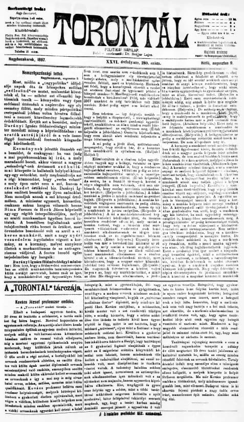 Torontál, 26. évf. 1897. augusztus 9. 180. sz.