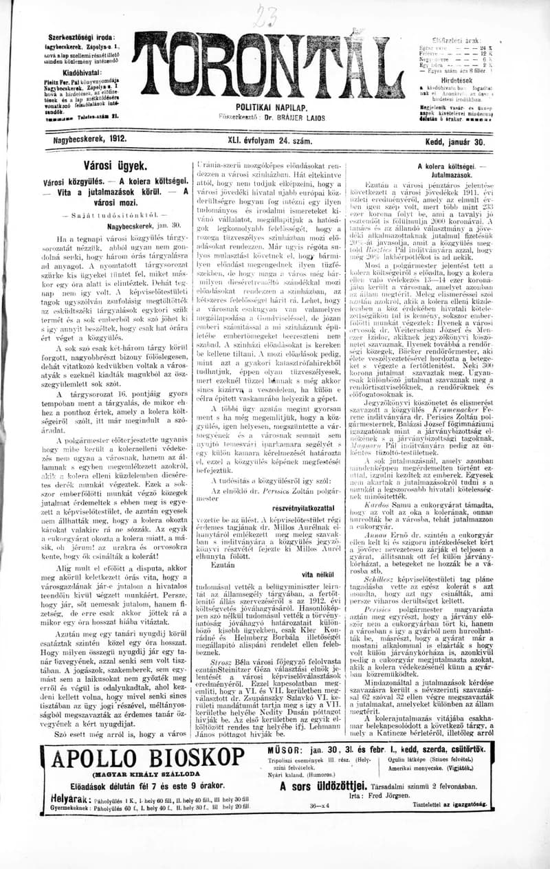 Torontál, 41. évf. 1912. január 30. 24. sz.
